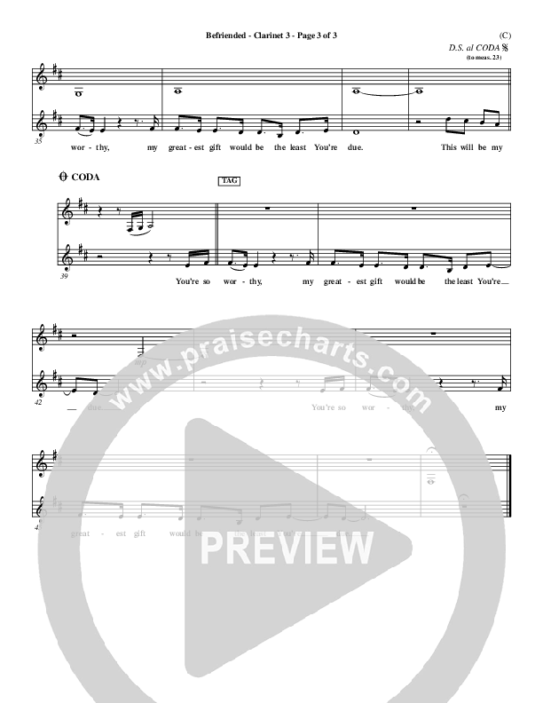 Befriended Clarinet 3 (Matt Redman)