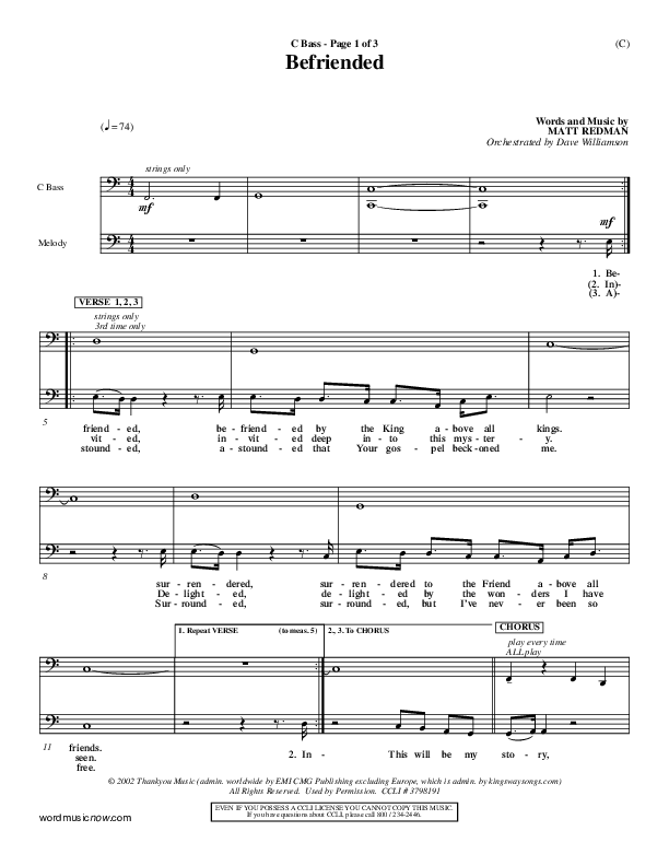 Befriended Contrabass (Matt Redman)