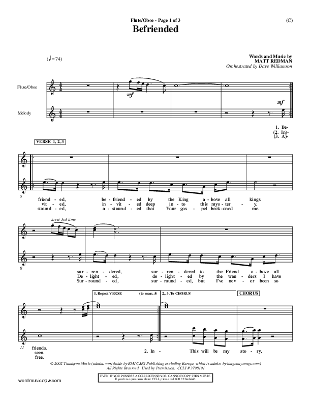 Befriended Flute/Oboe (Matt Redman)