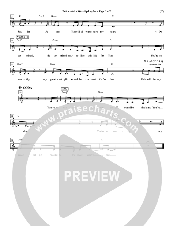 Befriended Lead Sheet (Matt Redman)