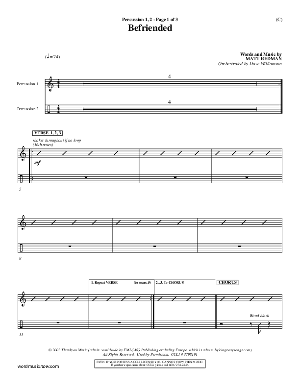 Befriended Percussion 1/2 (Matt Redman)