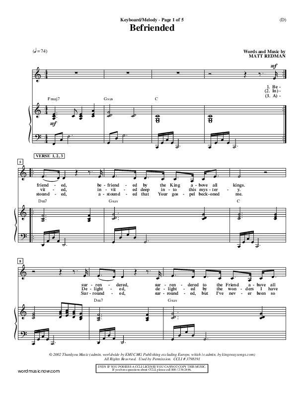 Befriended Piano/Vocal (Matt Redman)