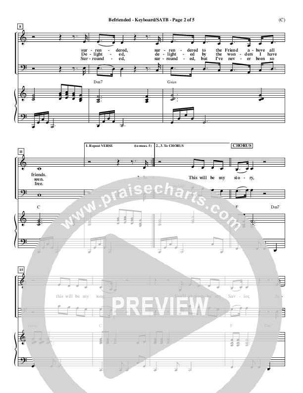 Befriended Piano/Vocal (SATB) (Matt Redman)