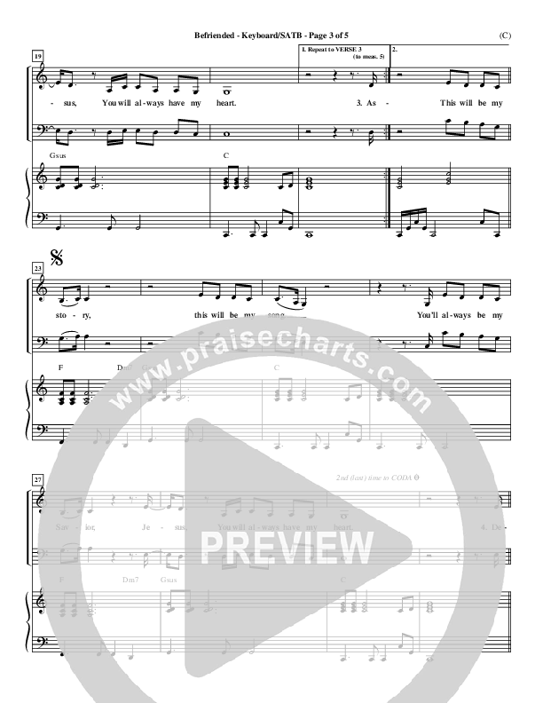 Befriended Piano/Vocal (SATB) (Matt Redman)
