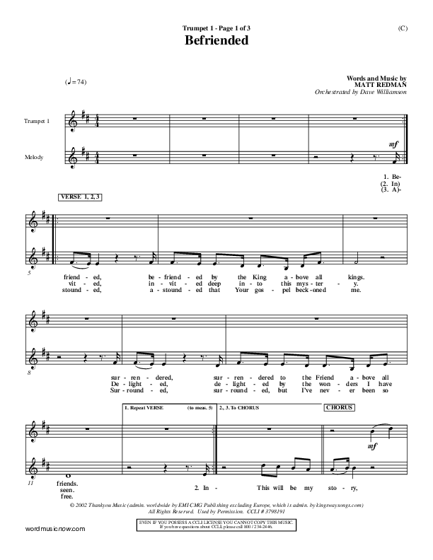 Befriended Trumpet 1 (Matt Redman)