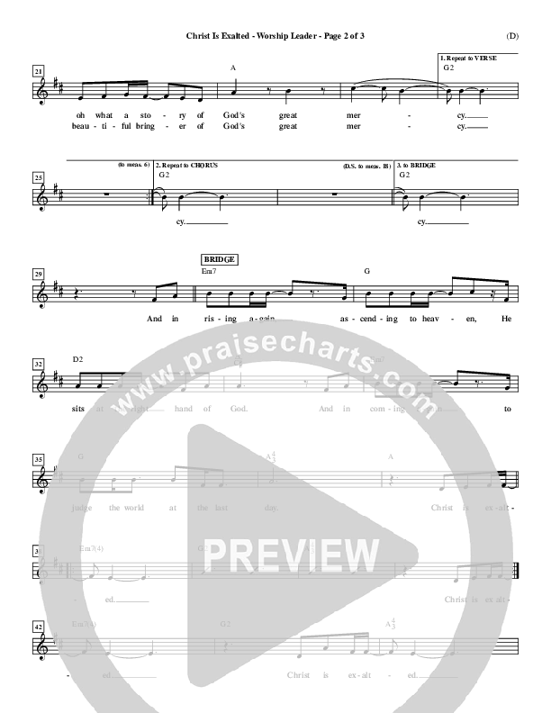 Christ Is Exalted Lead Sheet (Ryan Flanigan)