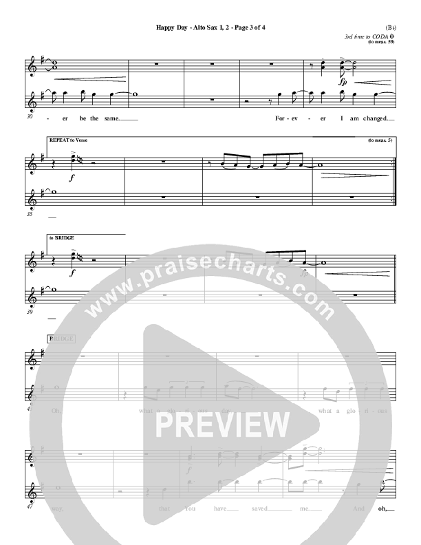 Happy Day Alto Sax 1/2 (Tim Hughes)