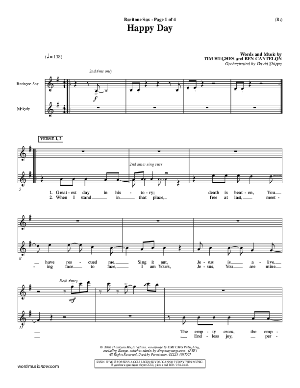 Happy Day Bari Sax (Tim Hughes)