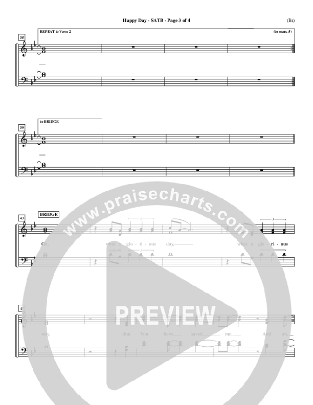Happy Day Choir Sheet (SATB) (Tim Hughes)