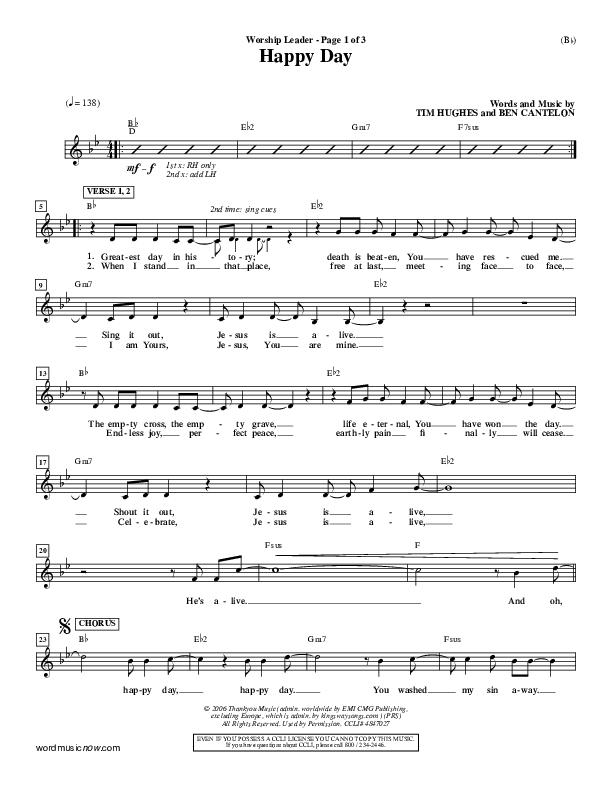 Happy Day Lead Sheet (Tim Hughes)