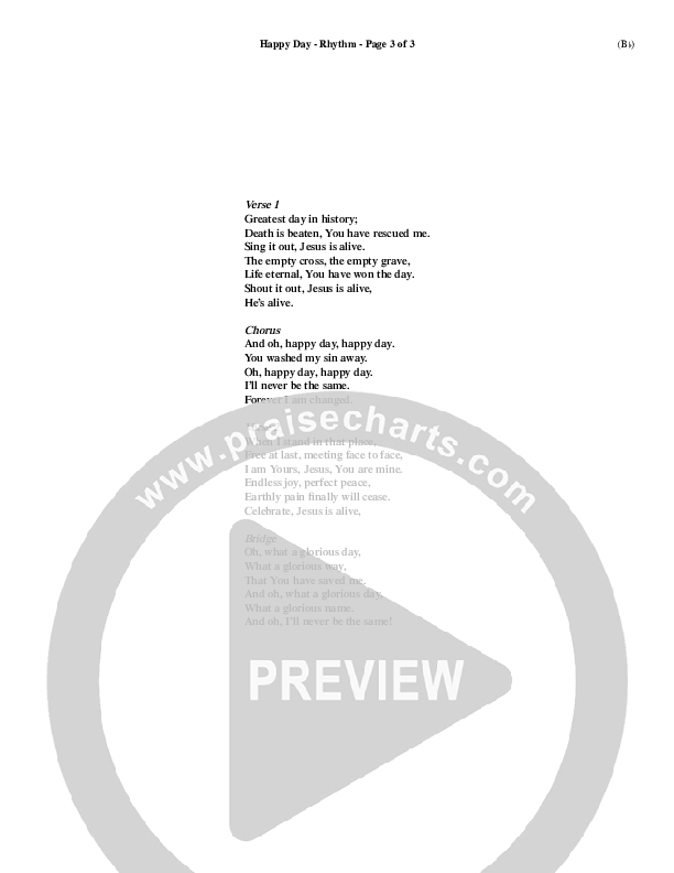 Happy Day Rhythm Chart (Tim Hughes)