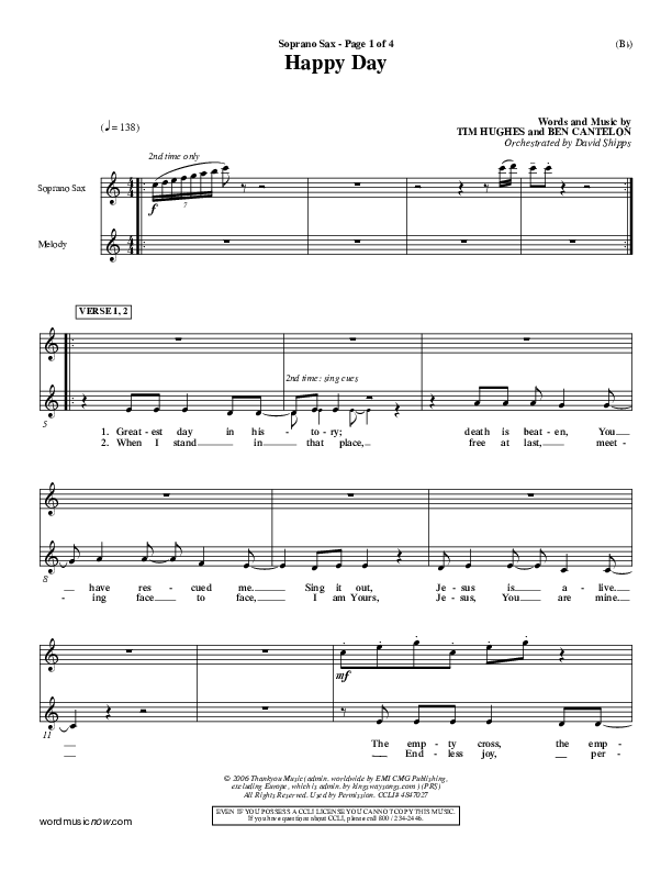 Happy Day Soprano Sax (Tim Hughes)