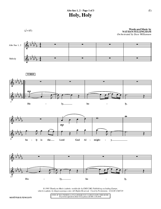 Holy Holy Alto Sax 1/2 (Nathan Fellingham)
