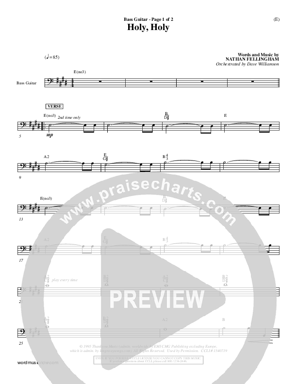 Holy Holy Bass Guitar (Nathan Fellingham)