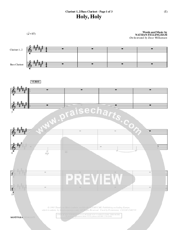 Holy Holy Clarinet 1/2, Bass Clarinet (Nathan Fellingham)