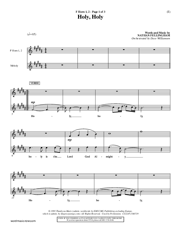 Holy Holy French Horn 1/2 (Nathan Fellingham)