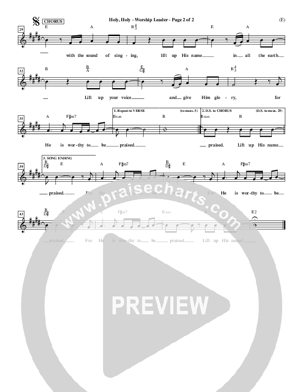 Holy Holy Lead Sheet (Nathan Fellingham)