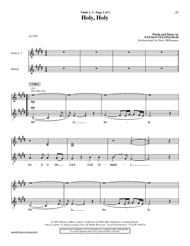 Holy Holy Violin 1/2 (Nathan Fellingham)