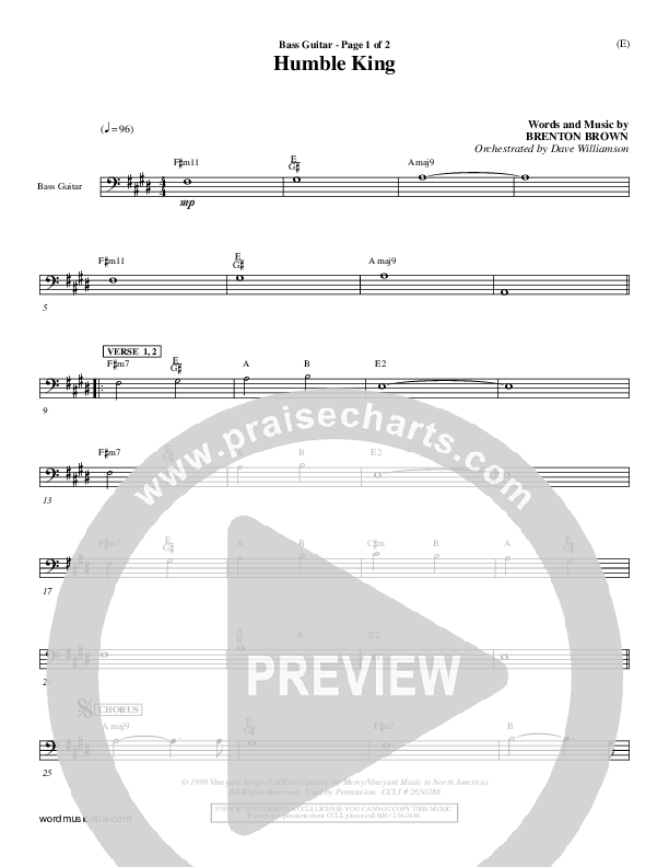 Humble King Rhythm Chart (Brenton Brown)