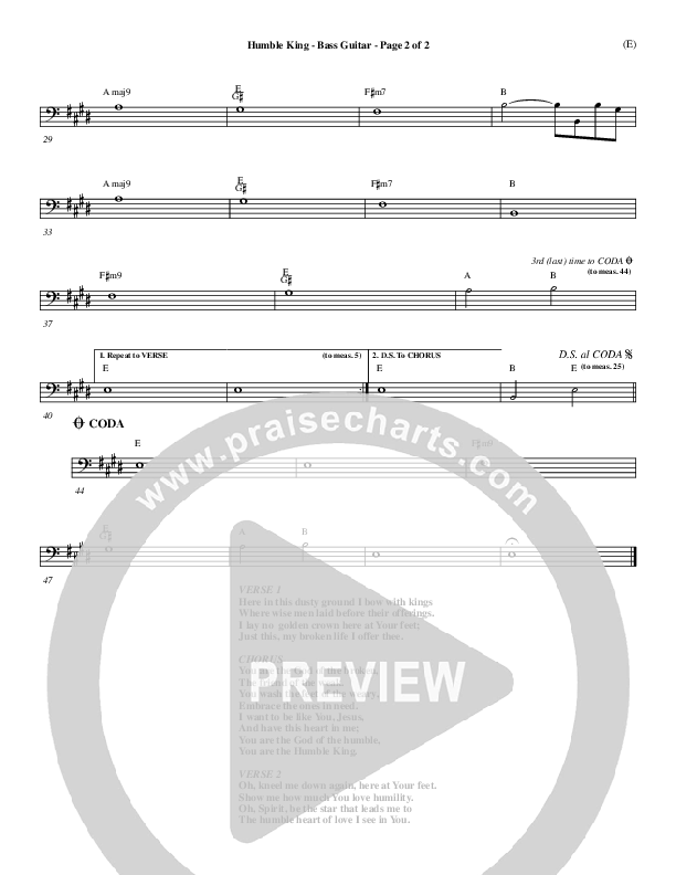 Humble King Rhythm Chart (Brenton Brown)