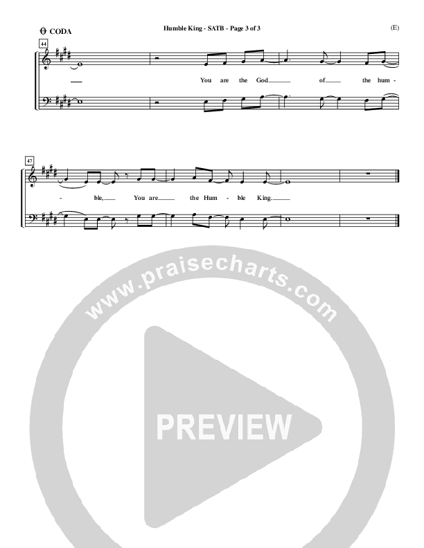 Humble King Choir Sheet (SATB) (Brenton Brown)
