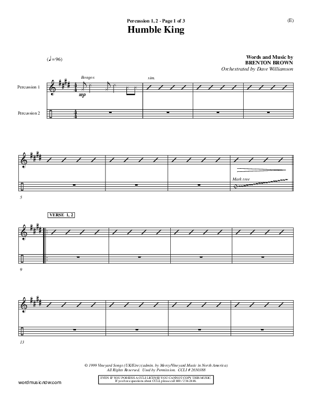 Humble King Percussion 1/2 (Brenton Brown)