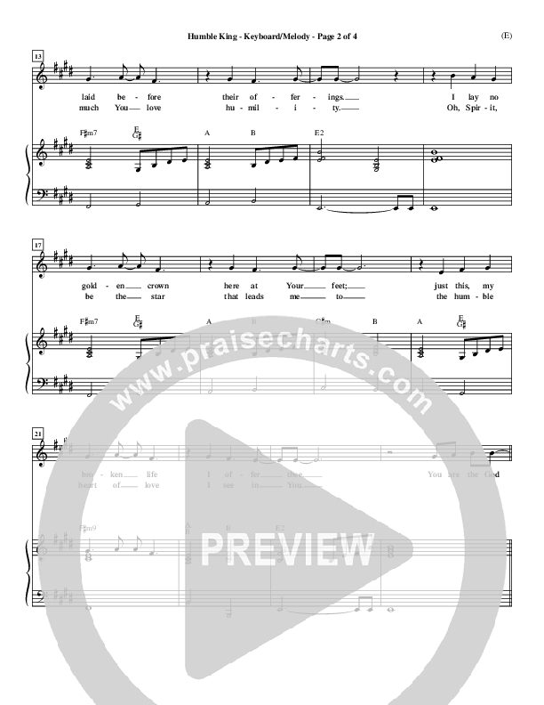 Humble King Piano Sheet (Brenton Brown)