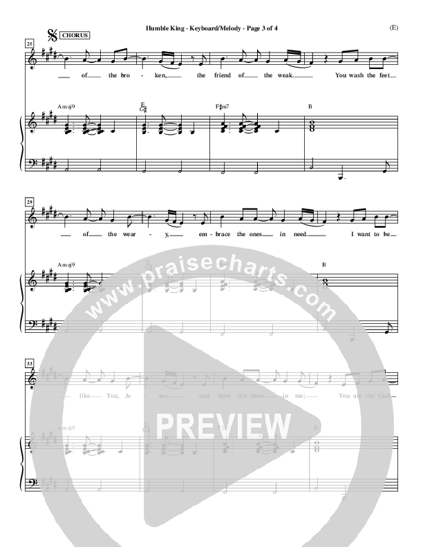 Humble King Piano Sheet (Brenton Brown)