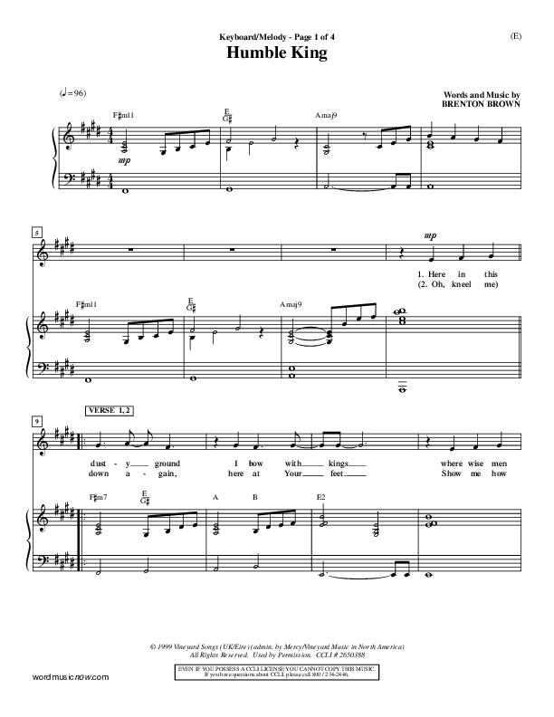 Humble King Piano/Vocal (Brenton Brown)