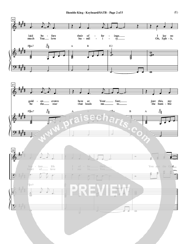 Humble King Piano/Vocal (SATB) (Brenton Brown)