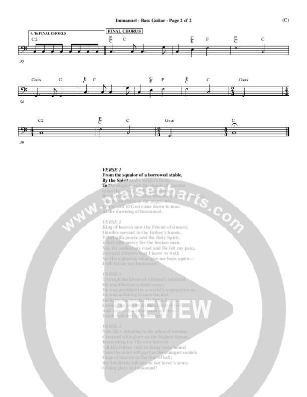 Immanuel Rhythm Chart (Stuart Townend)