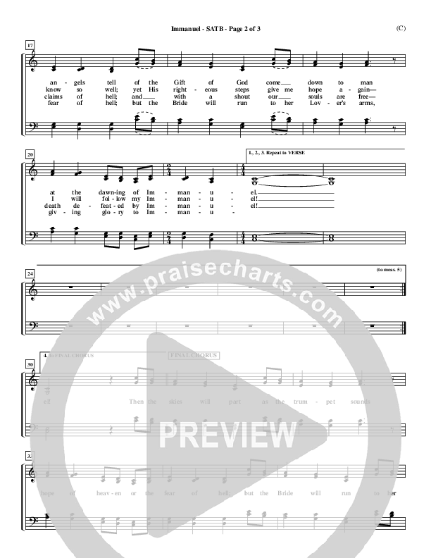 Immanuel Choir Sheet (SATB) (Stuart Townend)