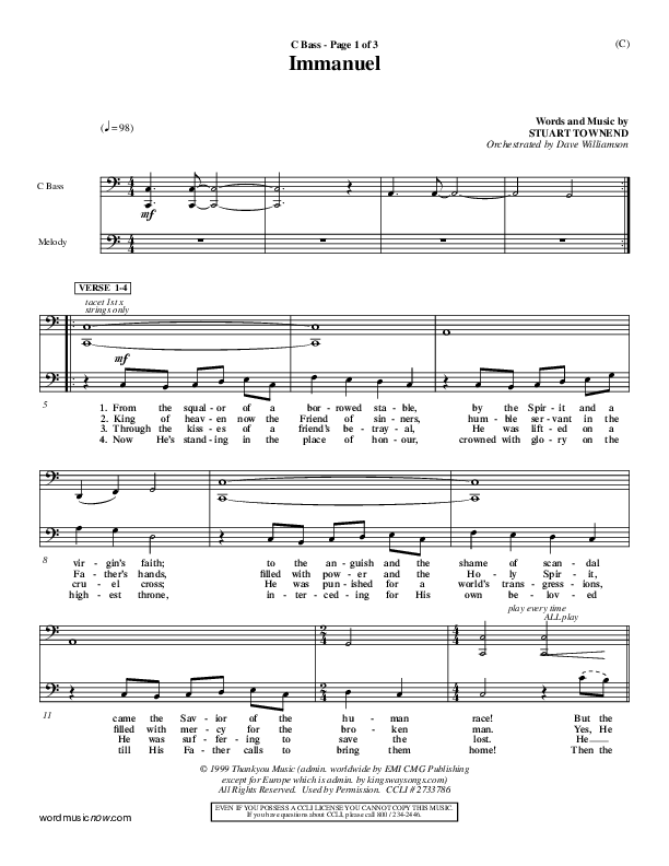 Immanuel Contrabass (Stuart Townend)