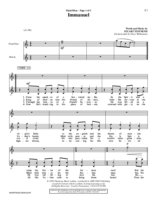 Immanuel Flute/Oboe (Stuart Townend)