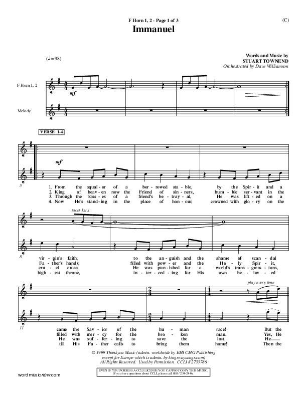 Immanuel French Horn 1/2 (Stuart Townend)