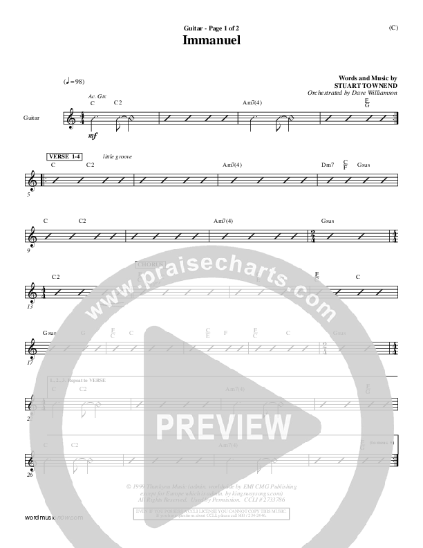 Immanuel Guitar (Stuart Townend)