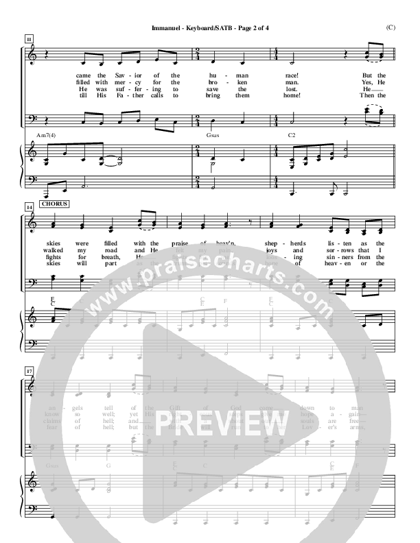 Immanuel Piano/Vocal (SATB) (Stuart Townend)