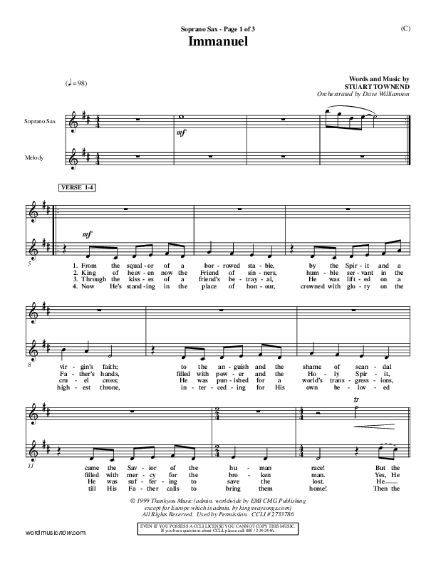 Immanuel Soprano Sax (Stuart Townend)