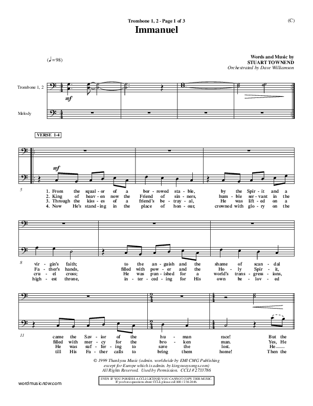 Immanuel Trombone 1/2 (Stuart Townend)