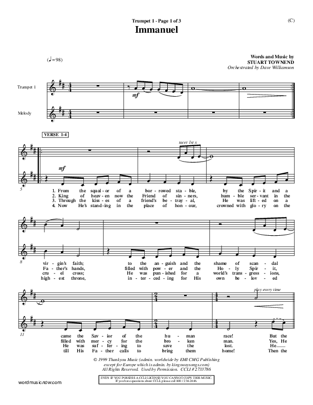 Immanuel Trumpet 1 (Stuart Townend)