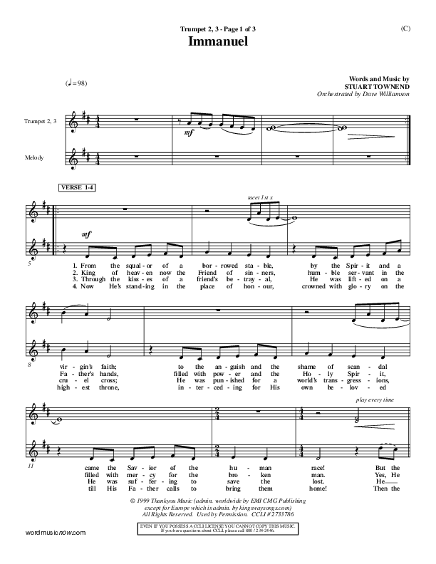 Immanuel Trumpet 2/3 (Stuart Townend)