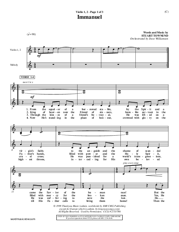 Immanuel Violin 1/2 (Stuart Townend)