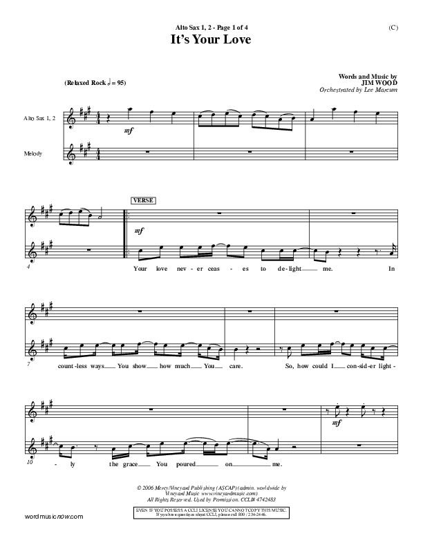 It's Your Love Alto Sax 1/2 (Jim Wood)