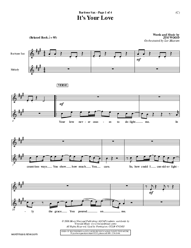 It's Your Love Bari Sax (Jim Wood)