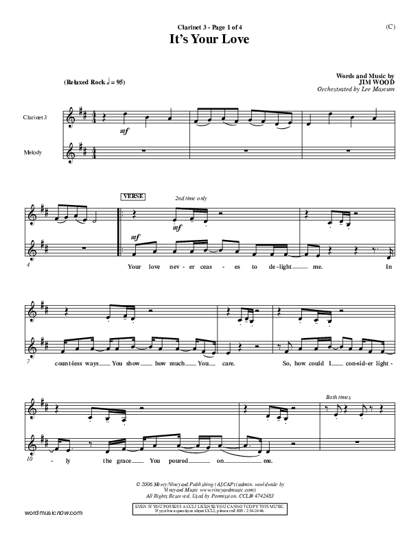 It's Your Love Clarinet 3 (Jim Wood)