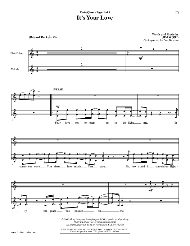 It's Your Love Flute/Oboe (Jim Wood)