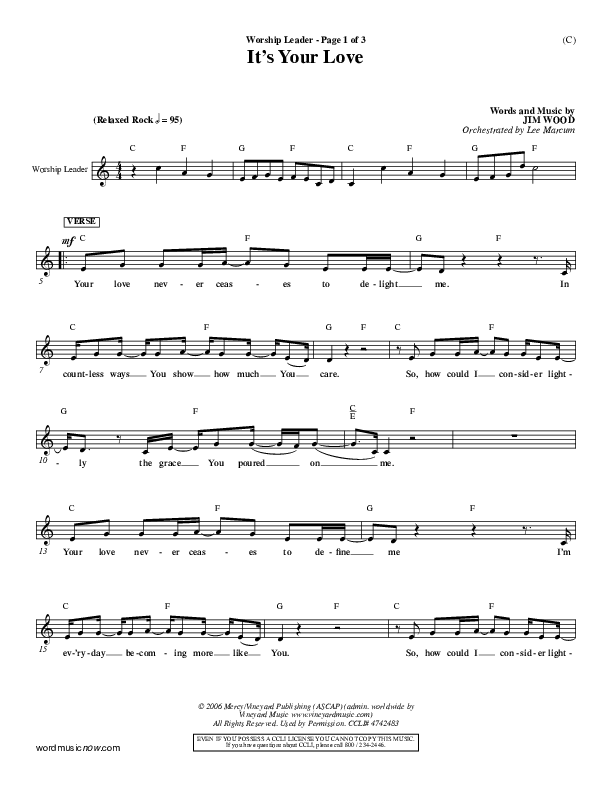 It's Your Love Lead Sheet (Jim Wood)
