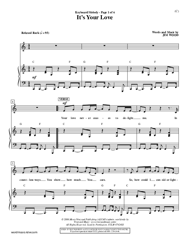 It's Your Love Piano/Vocal (Jim Wood)