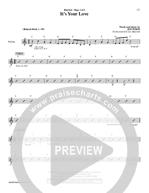 It's Your Love Rhythm Chart (Jim Wood)