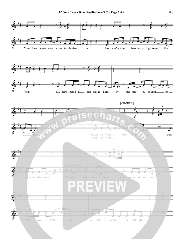 It's Your Love Tenor Sax/Baritone T.C. (Jim Wood)